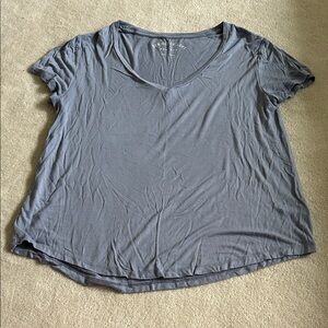 Casual Gray V-Neck Short Sleeve Top